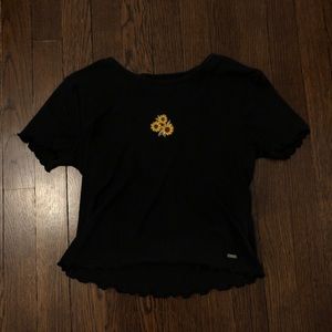 Woman’s XS Hollister Baby Tee With Sunflower Patch